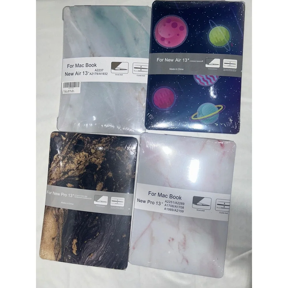 Lot of 4 MacBook Air & Pro 13 inch Cases Marble Space Galaxy A2338 A2289 A2179